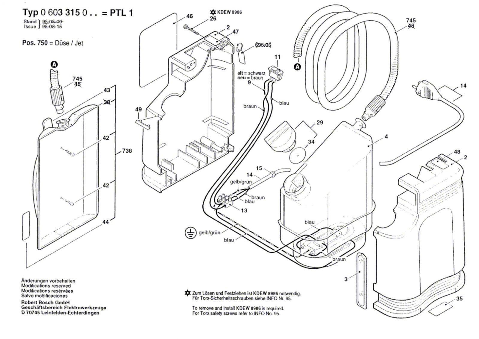 Bosch 0 603 315 103 Ptl1 Wallpaperstripper Spare Parts SPARE